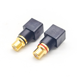 PCB Connector RCA Female Angled Gold Plated With Washer and Nuts