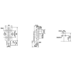 RCA Female Connector 90 Degree Double AV 2 Hole