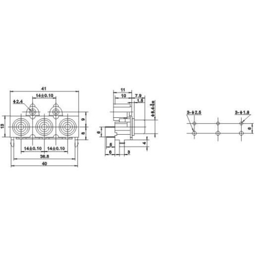 RCA Socket Straight For PCB Nickel Plated