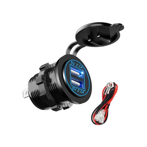 12-24V Automotive Modification 4.2A Dual-Ring USB Car Charger