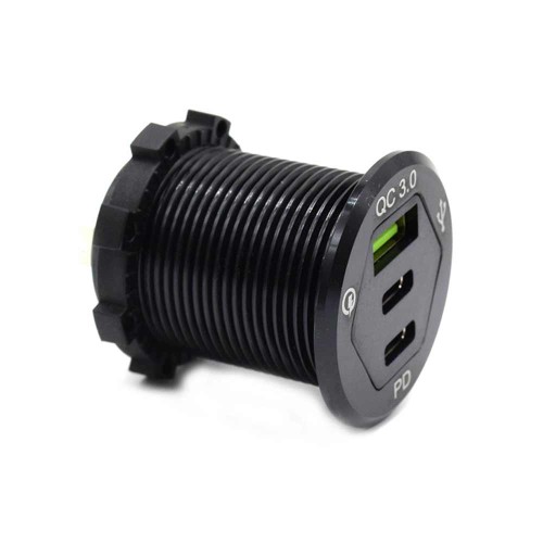 24V Triple Port QC3.0+PD Flash Charging Plug Automotive and Marine Modified Fast Charging Socket