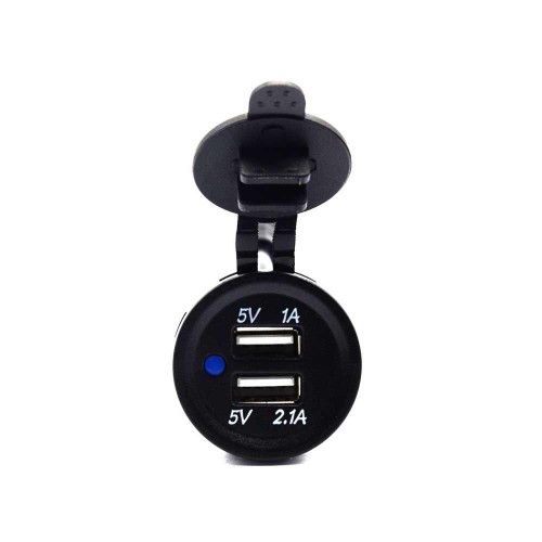 3.1A Dual USB Charger with DC Adapter Extension Cable DC12V-24V Automotive and Marine Modified Phone Charging