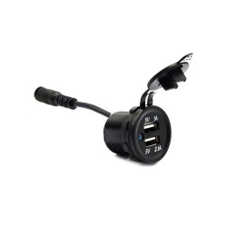 3.1A Dual USB Charger with DC Adapter Extension Cable DC12V-24V Automotive and Marine Modified Phone Charging