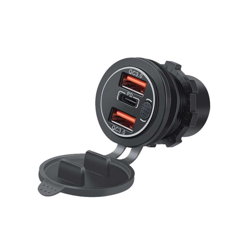 Automotive and Marine Modified USB Charger with PD+Dual QC3.0 Modified Car Charger with Switch