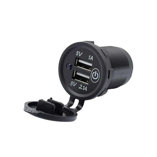 DC12-24V 3.1A Dual USB Charger with Touch Screen Switch Automotive and Marine Modified Charger with Dual USB and Switch