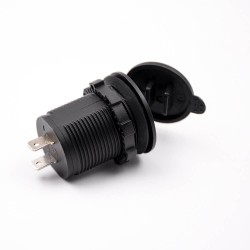 USB Car Charger Dual Port Round Socket Through Hole 4.2A With Dust Cover