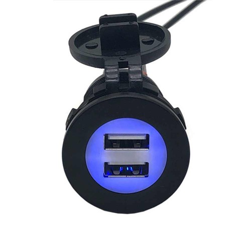 USB Charger for Automotive and Marine Modification 2.1A 3.1A 4.2A to 5V Blue Light Charger