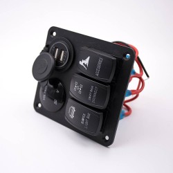 12V DC Car Socket Wiring 3-position Switch Double USB Voltmeter Combination Panel