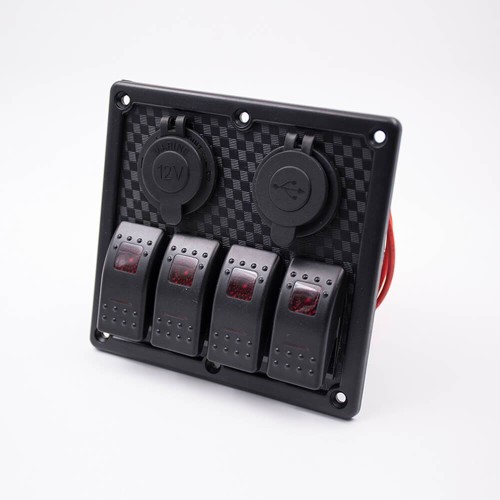 Rocker Switch Panel With USB 4-position Double USB Voltmeter Cigarette Lighter