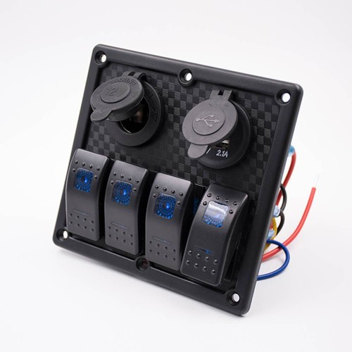 USB Rocker Switch Panel USB 4-position Wiring Cigarette Lighter