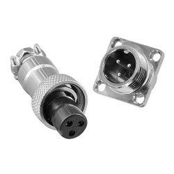 12mm Metal Square Flange Mount GX12 3-Pin Connector Male and Female Plug Socket