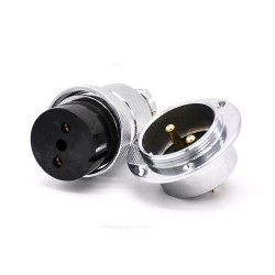 2 Pin Aviation Connector GX40 Straight Female Cable Plug Male Panel Receptacles 3 Holes Flange