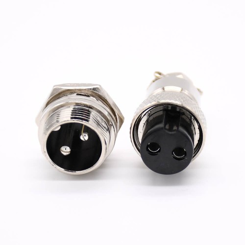 Aviation Plug 2 Pin Female and Male GX16 Straight 16mm Threads Electrical Connector