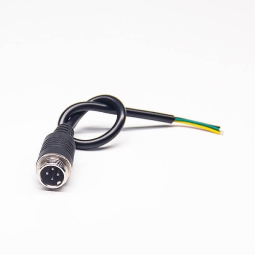 GX12-4 4Pin Male 12mm Screw Mounting Cable Connector Aviation Plug With Cable Length 30CM