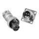 GX12 4 Pin Female Plug and Male Socket with 4 Hole Square Flange Wire Cable Connector