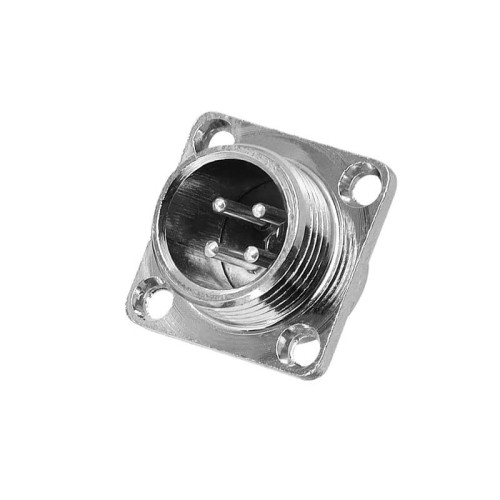 GX12 4 Pin Female Plug and Male Socket with 4 Hole Square Flange Wire Cable Connector