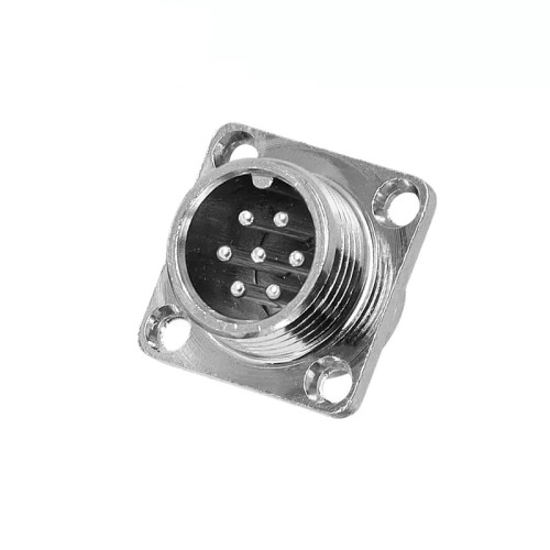 GX12 7 Pin Female Plug and Male Socket with 4 Hole Square Flange Wire Cable Connector