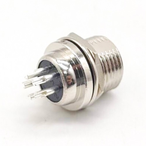 GX12 Circular Connector 5 Pin Solder Cable Front Mount Straight Male Panel Receptacles