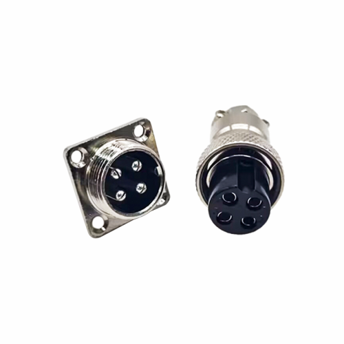 GX16 4 Pin Female Plug and Male Socket with 4 Hole Square Flange Wire Cable Connector