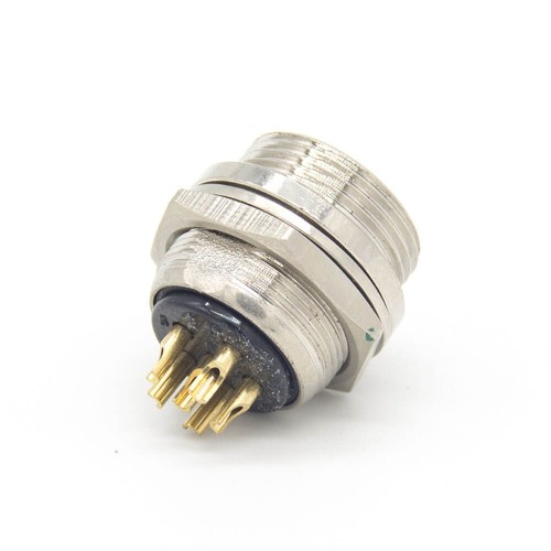 GX16 6 Pin Reverse Straight Female Socket Rear Bulkhead Solder Cup For Cable