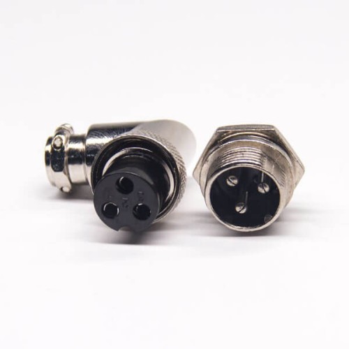 GX16 Connector Aviation Plug 3 Pin Right Angle Male Female Metal Solder