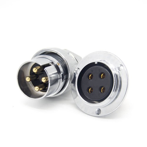 Reverse Gender Connector GX40 Straight 4 Pin Reverse Male Cable Plug Female Panel Receptacles Circular Round Flange