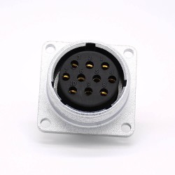 10 Pin Connector P28 Female Straight Socket Square 4 holes Flange Mounting Solder Cup for Cable