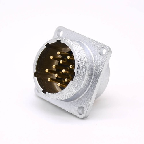 12 Pin Connector P24 Male Straight Socket Square 4 holes Flange Mounting Solder Cup for Cable