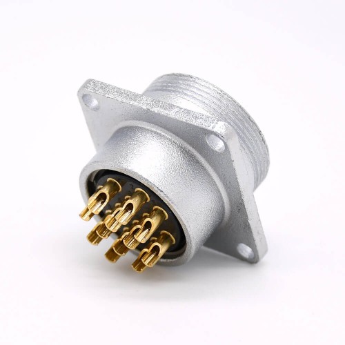 12 Pin Connector P24 Male Straight Socket Square 4 holes Flange Mounting Solder Cup for Cable