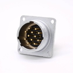 12 Pin Connector P24 Male Straight Socket Square 4 holes Flange Mounting Solder Cup for Cable