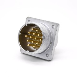 14 Pin Connectors P32 Male Straight Socket Square 4 holes Flange Mounting Solder Cup for Cable