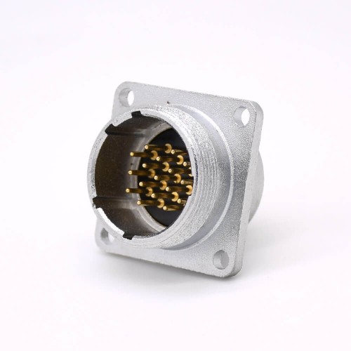 17 Pin Connector P24 Male Straight Socket Square 4 holes Flange Mounting Solder Cup for Cable