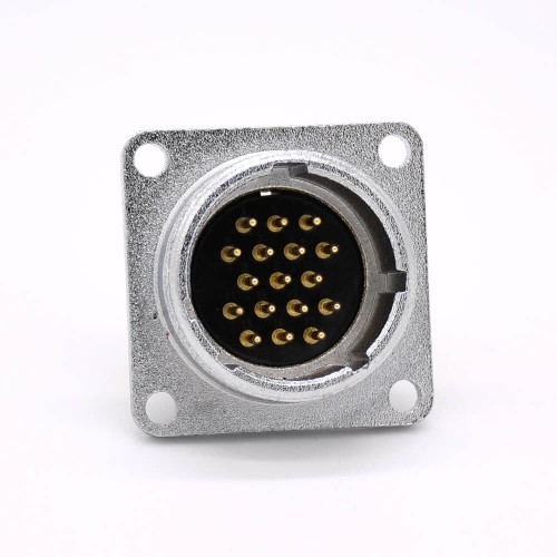 17 Pin Connector P24 Male Straight Socket Square 4 holes Flange Mounting Solder Cup for Cable