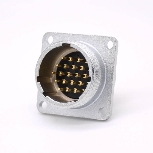 19 Pin Connector P24 Male Straight Socket Square 4 holes Flange Mounting Solder Cup for Cable