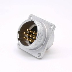 Connector 10 Pin P24 Male Straight Socket Square 4 holes Flange Mounting Solder Cup for Cable