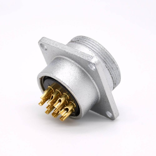 Connector 10 Pin P24 Male Straight Socket Square 4 holes Flange Mounting Solder Cup for Cable