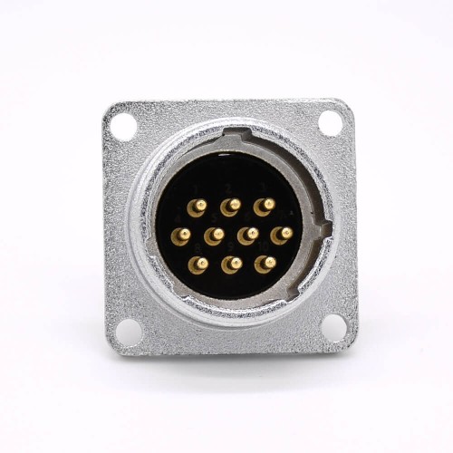 Connector 10 Pin P24 Male Straight Socket Square 4 holes Flange Mounting Solder Cup for Cable