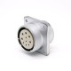 Connector 10 Pin P32 Female Straight Socket Square 4 holes Flange Mounting Solder Cup for Cable