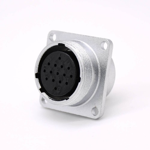 Connector 15 Pin P24 Female Straight Socket Square 4 holes Flange Mounting Solder Cup for Cable