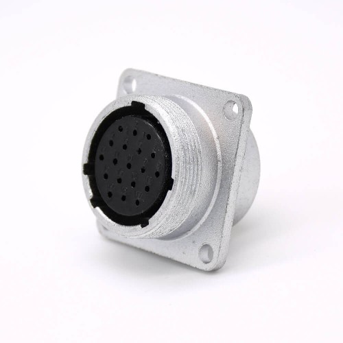 Connector 19 Pin P24 Female Straight Socket Square 4 holes Flange Mounting Solder Cup for Cable