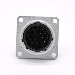 Connector 19 Pin P24 Female Straight Socket Square 4 holes Flange Mounting Solder Cup for Cable