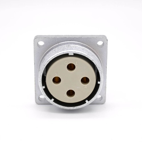 Connector P40 Female 4 Pin Straight Socket Square 4 holes Flange Mounting Solder Cup for Cable