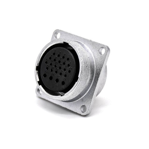 Female Square Socket P28 24 Pin Straight 4 Holes Flange Connector