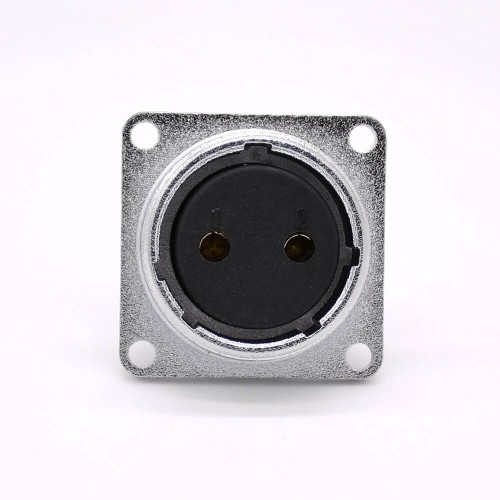 P20-2B Female 2 Pin Straight Socket Square 4 holes Flange Mounting Solder Cup for Cable