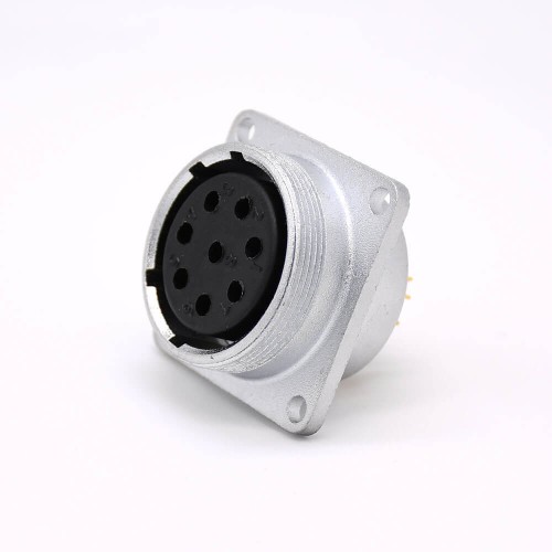 P20 Connector Female 8 Pin Straight Socket Square 4 holes Flange Mounting Solder Cup for Cable