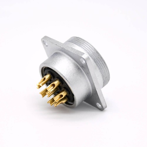 P20 Connector Female 8 Pin Straight Socket Square 4 holes Flange Mounting Solder Cup for Cable