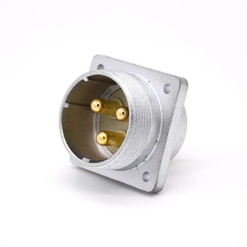 Socket 3 Pin P48 Male Straight 4 Hole Flange Connector