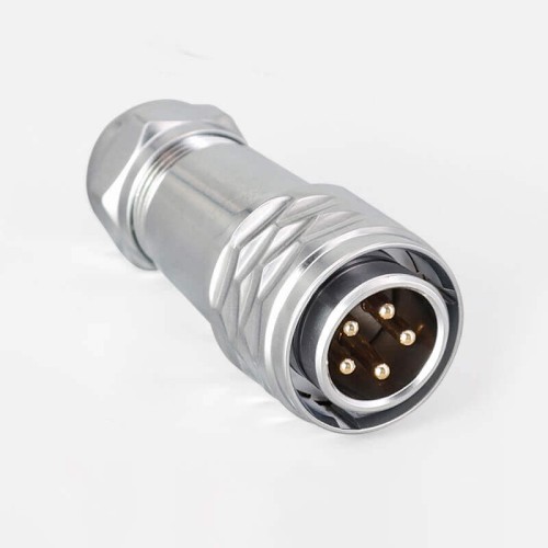 SF20-5 Pin Waterproof Plug+Socket 4-Hole Flange Aviation Quick Circular Push-Pull Industrial Metal