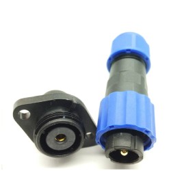 SP13 Waterproof Single pin Connector Plug and Socket with 2 Hole Flange