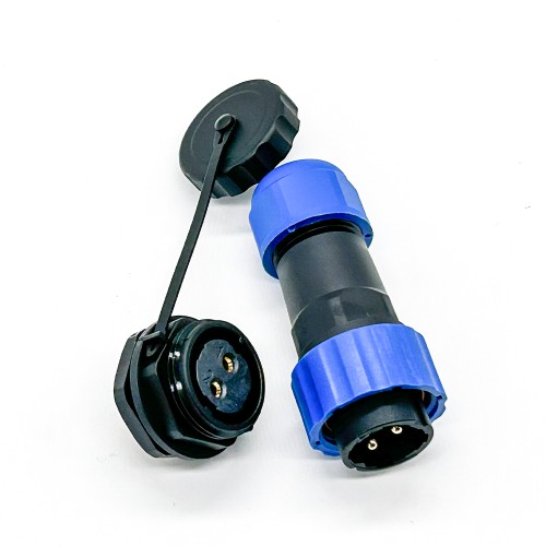 SP21 Series IP68 2 Pin Male Plug & Female socket Rear-nut Mount Straight Waterproof & Dustproof Aviation Connector